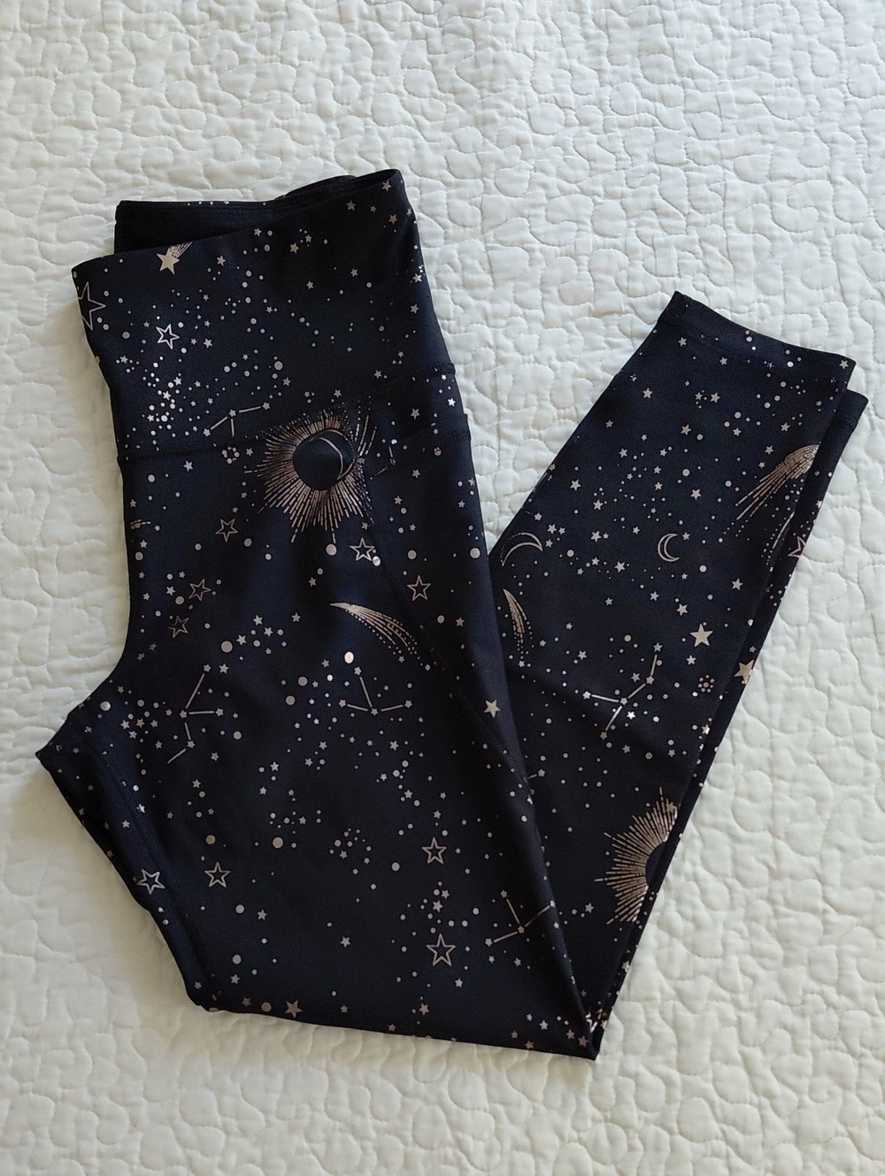 Elevate Black Leggings with Gold Celestial Print
